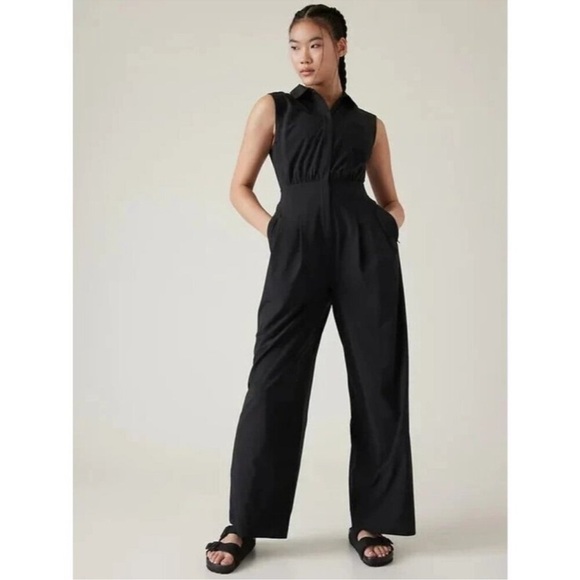 Athleta Brooklyn Black Utility Wide Leg Jogger Lounge Casual Dressy Jumpsuit New - Picture 10 of 16